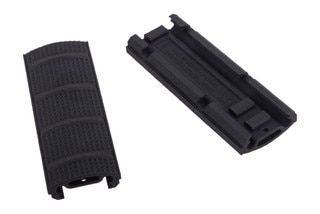 Two-pack of grip-enhancing picatinny rail covers, black.